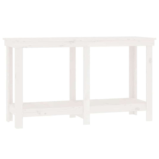 vidaXL Πάγκος Εργασίας Λευκός 140x50x80 εκ. από Μασίφ Ξύλο Πεύκου