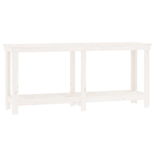 vidaXL Πάγκος Εργασίας Λευκός 180x50x80 εκ. από Μασίφ Ξύλο Πεύκου