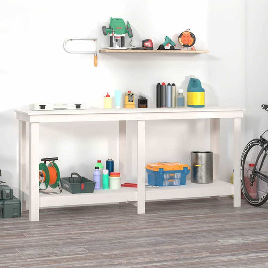 vidaXL Πάγκος Εργασίας Λευκός 180x50x80 εκ. από Μασίφ Ξύλο Πεύκου