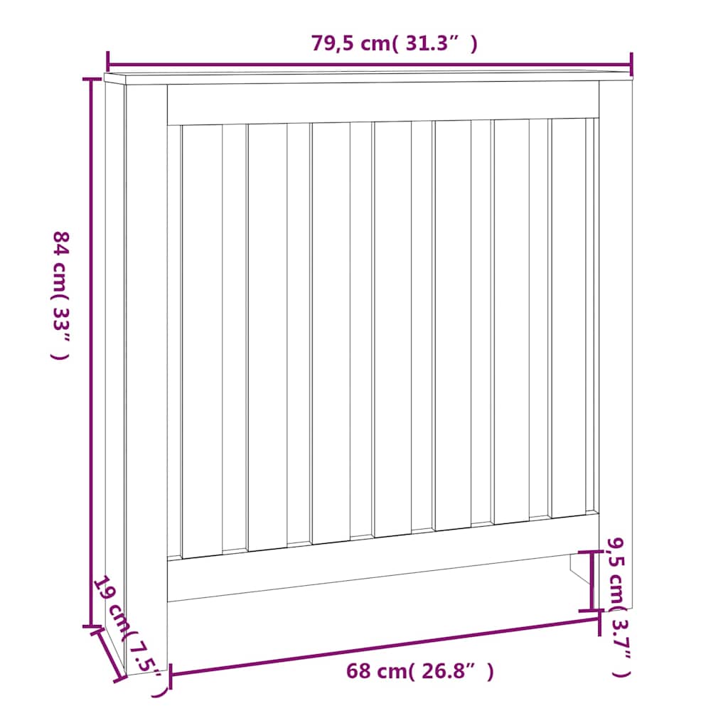 vidaXL Κάλυμμα Καλοριφέρ 79,5 x 19 x 84 εκ. από Μασίφ Ξύλο Πεύκου