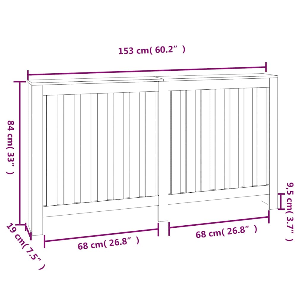vidaXL Κάλυμμα Καλοριφέρ 153x19x84 εκ. από Μασίφ Ξύλο Πεύκου