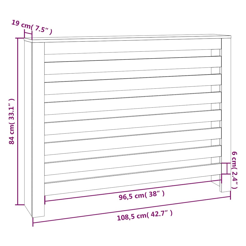 vidaXL Κάλυμμα Καλοριφέρ Λευκό 108,5x19x84 εκ. από Μασίφ Ξύλο Πεύκου