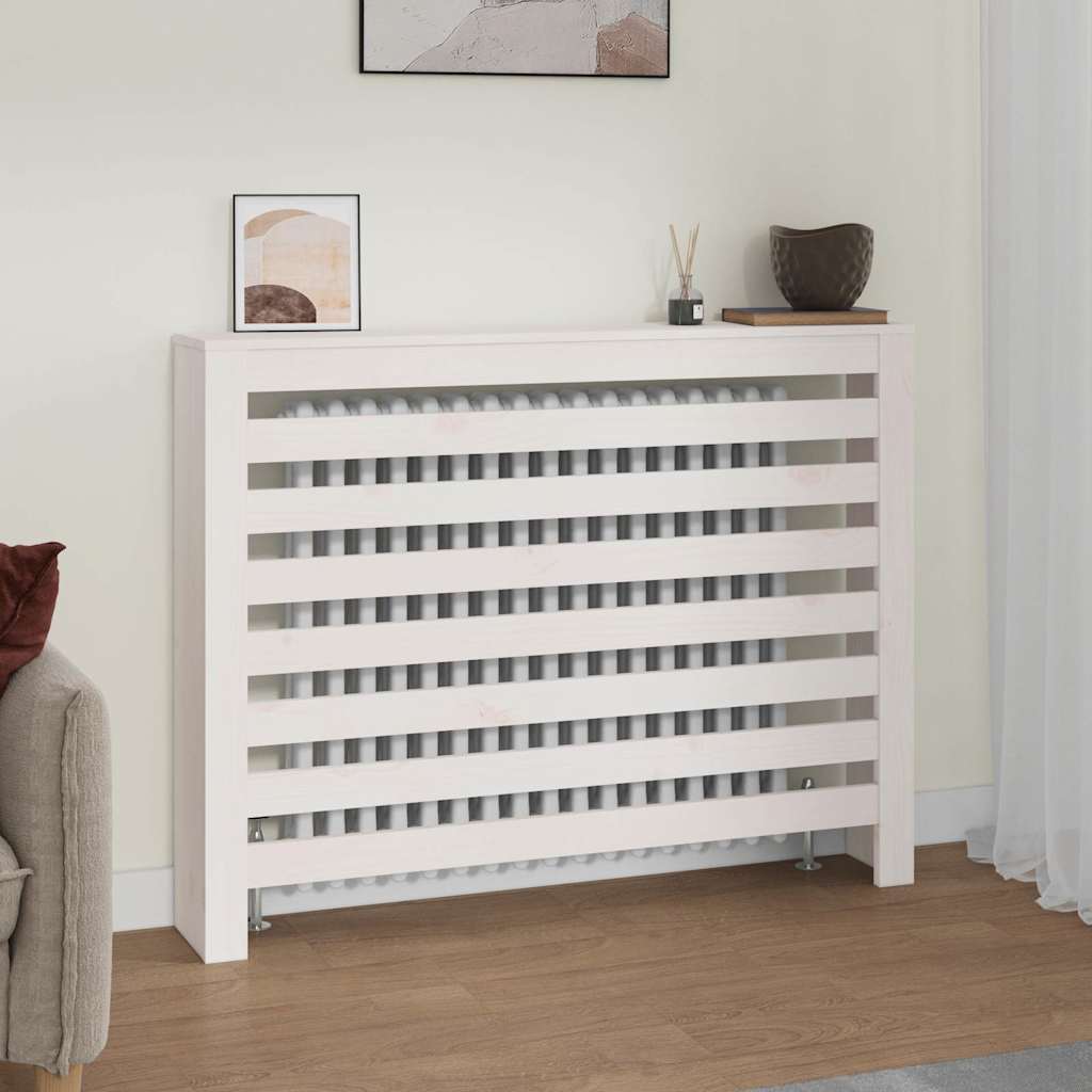 vidaXL Κάλυμμα Καλοριφέρ Λευκό 108,5x19x84 εκ. από Μασίφ Ξύλο Πεύκου