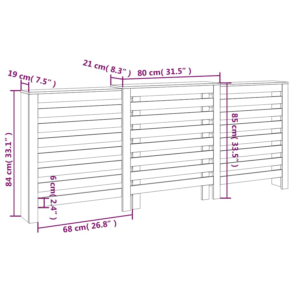 vidaXL Κάλυμμα Καλοριφέρ Λευκό 210x21x85 εκ. από Μασίφ Ξύλο Πεύκου