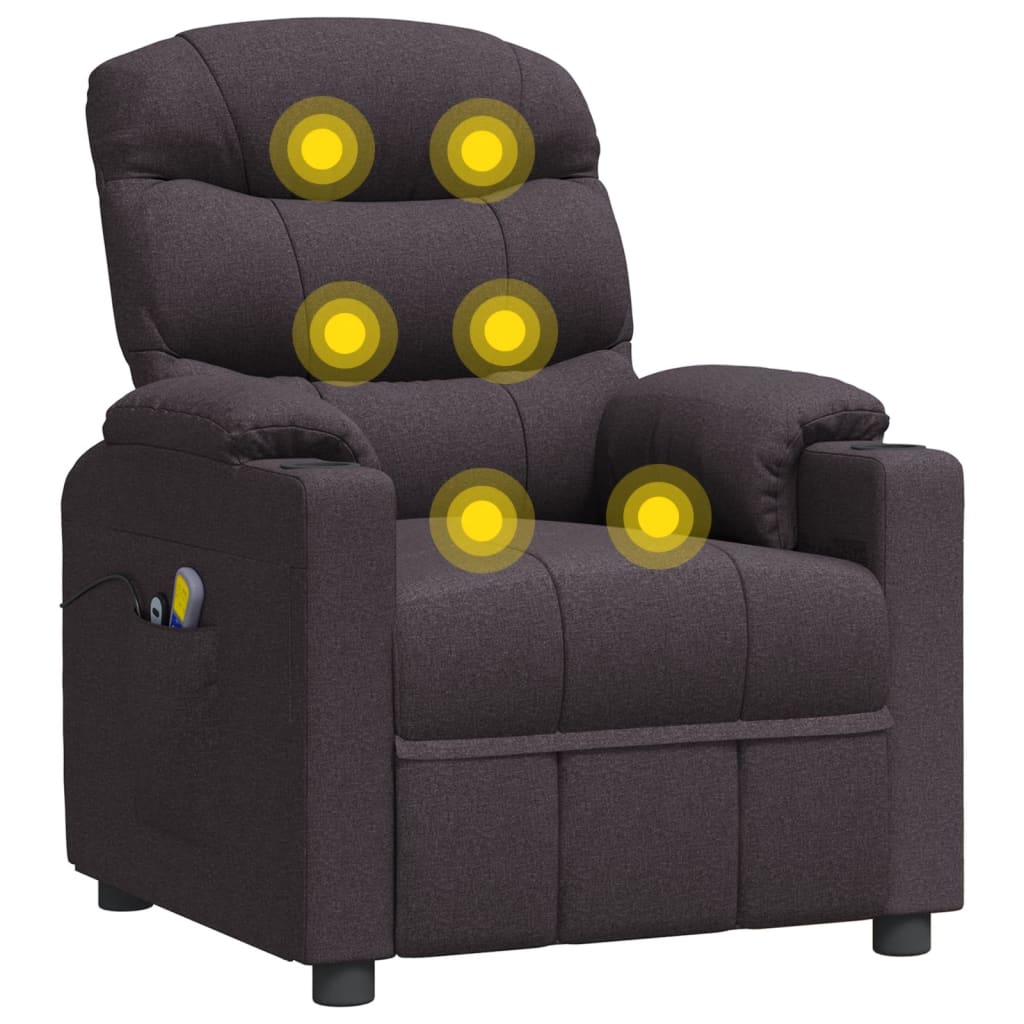 vidaXL Πολυθρόνα Μασάζ Ηλεκτρική Σκούρο Καφέ Υφασμάτινη