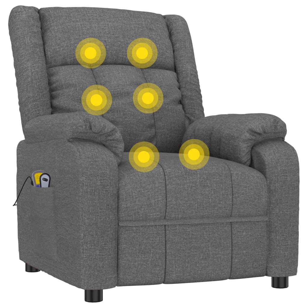 vidaXL Πολυθρόνα Μασάζ Ηλεκτρική Σκούρο Γκρι Υφασμάτινη