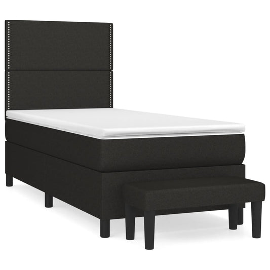 vidaXL Κρεβάτι Boxspring με Στρώμα Μαύρο 80 x 200 εκ. Υφασμάτινο