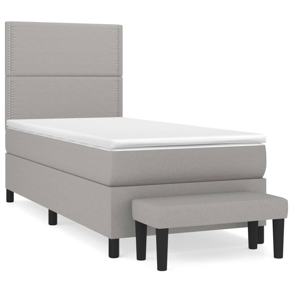 vidaXL Κρεβάτι Boxspring με Στρώμα Ανοιχτό Γκρι 100x200 εκ. Υφασμάτινο
