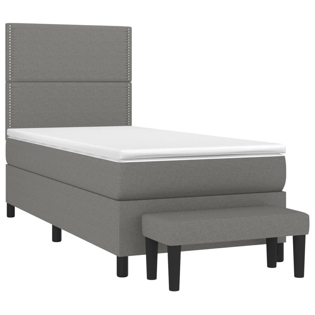 vidaXL Κρεβάτι Boxspring με Στρώμα Σκούρο Γκρι 100x200 εκ. Υφασμάτινο