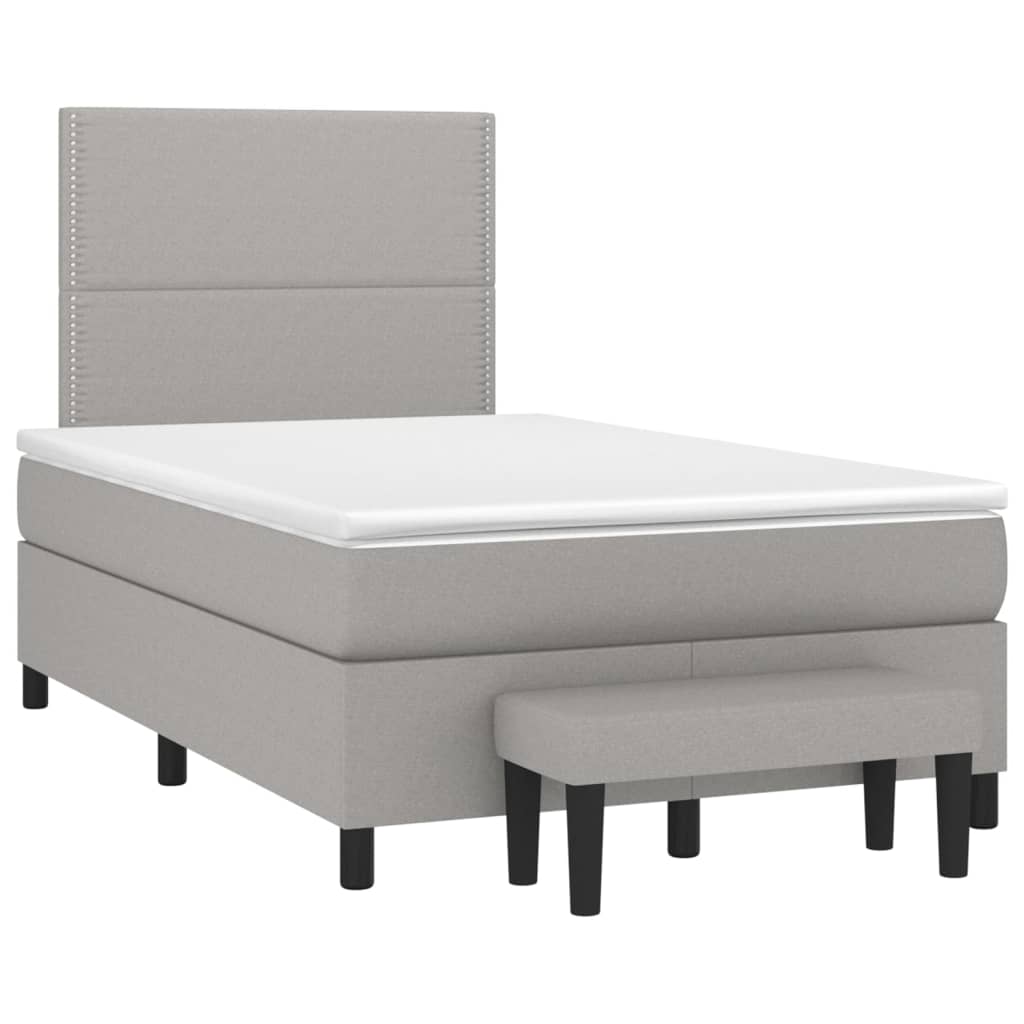 vidaXL Κρεβάτι Boxspring με Στρώμα Ανοιχτό Γκρι 120x200 εκ. Υφασμάτινο