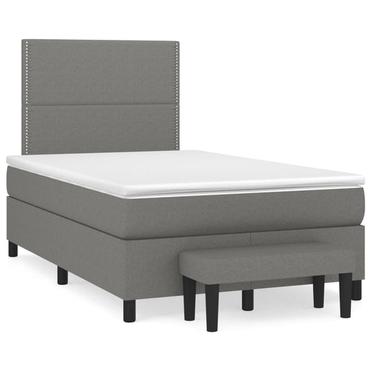 vidaXL Κρεβάτι Boxspring με Στρώμα Σκούρο Γκρι 120x200 εκ. Υφασμάτινο