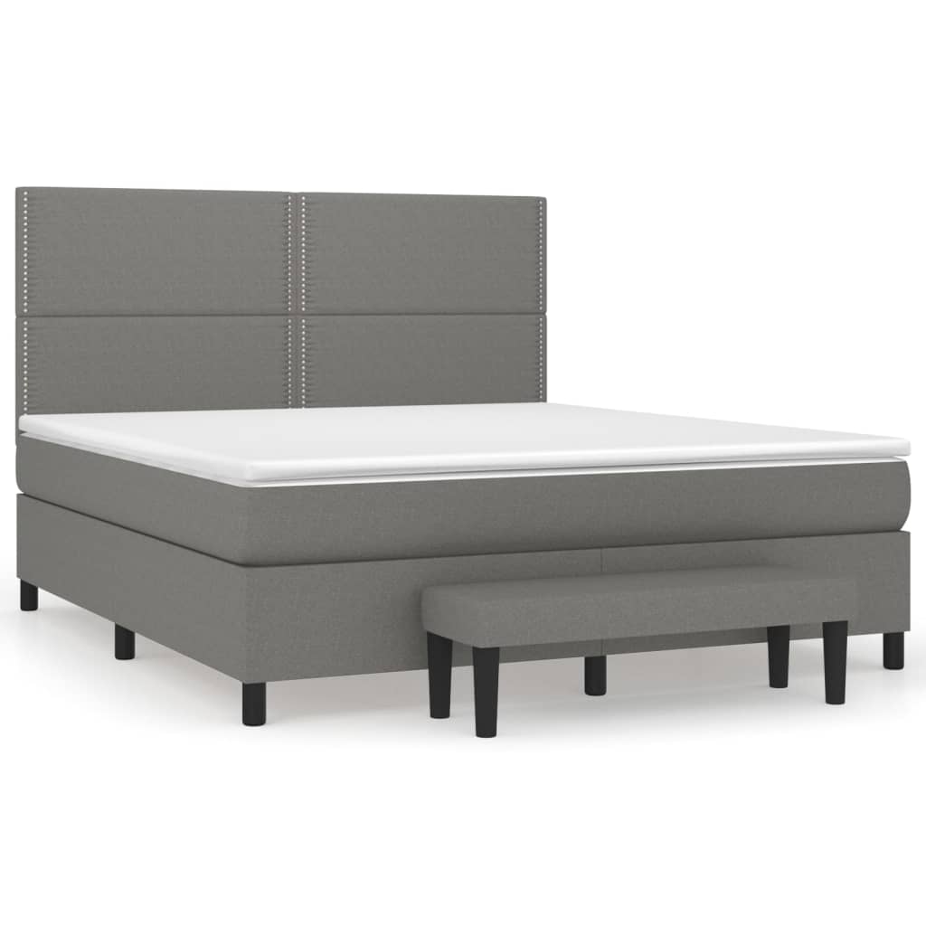 vidaXL Κρεβάτι Boxspring με Στρώμα Σκούρο Γκρι 180x200 εκ Υφασμάτιν