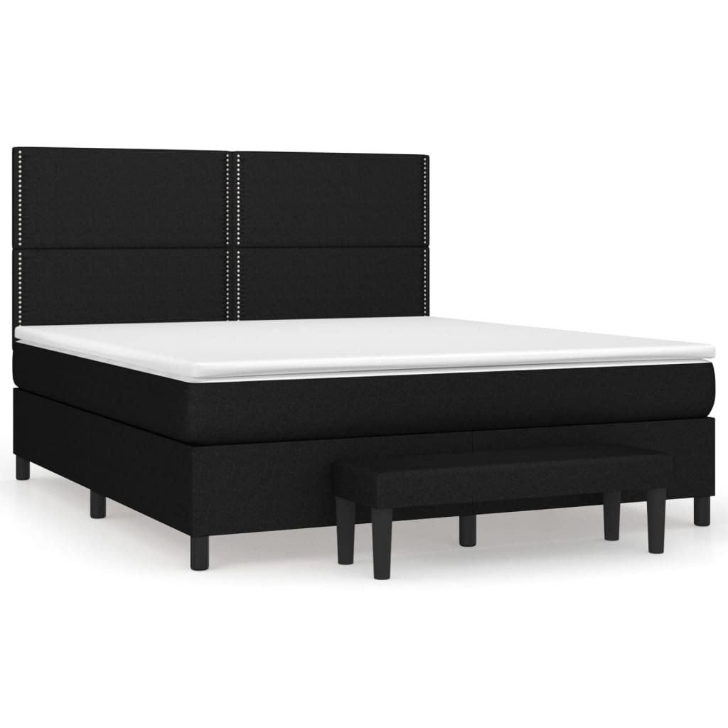 vidaXL Κρεβάτι Boxspring με Στρώμα Μαύρο 180x200 εκ. Υφασμάτινο