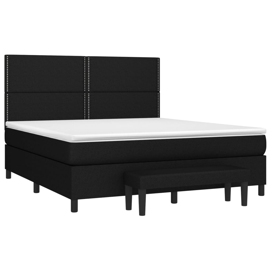 vidaXL Κρεβάτι Boxspring με Στρώμα Μαύρο 180x200 εκ. Υφασμάτινο
