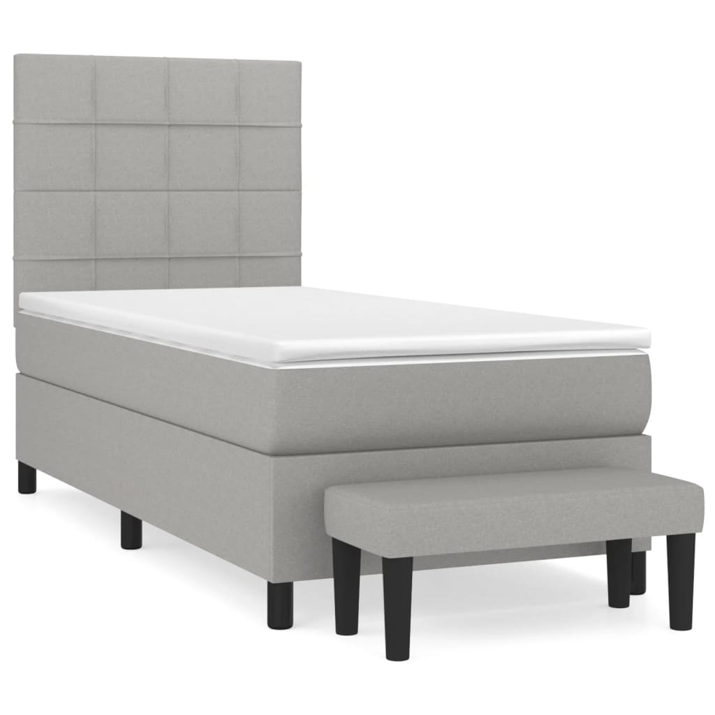 vidaXL Κρεβάτι Boxspring με Στρώμα Ανοιχτό Γκρι 80x200 εκ. Υφασμάτινο