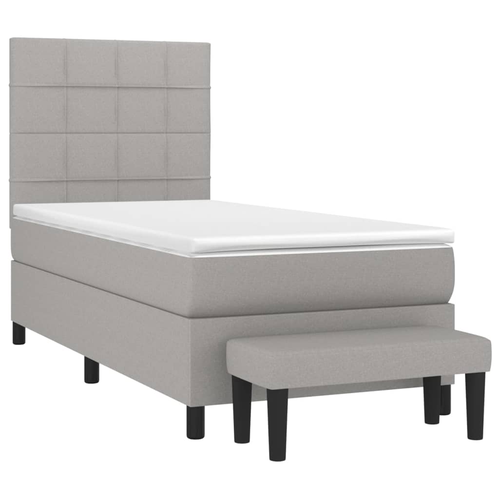 vidaXL Κρεβάτι Boxspring με Στρώμα Ανοιχτό Γκρι 80x200 εκ. Υφασμάτινο