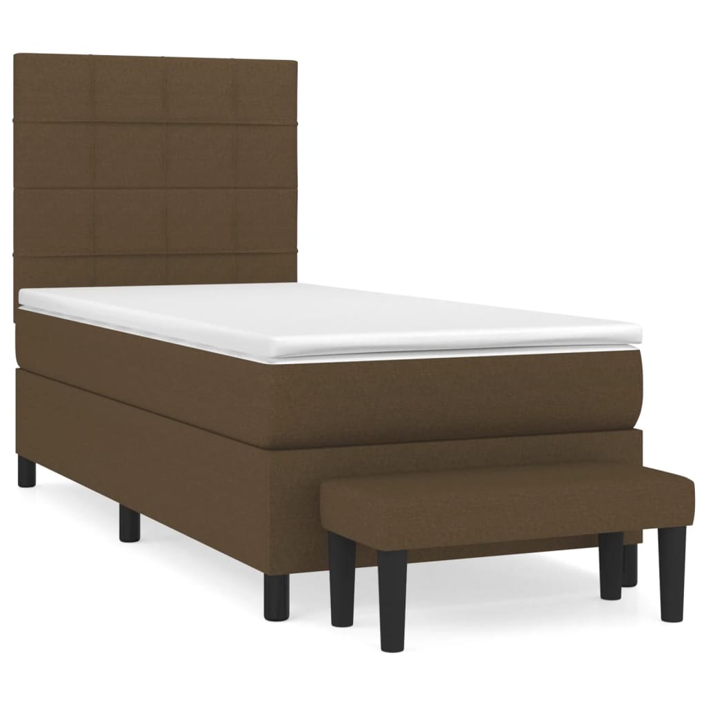 vidaXL Κρεβάτι Boxspring με Στρώμα Σκούρο Καφέ 80x200 εκ. Υφασμάτινο