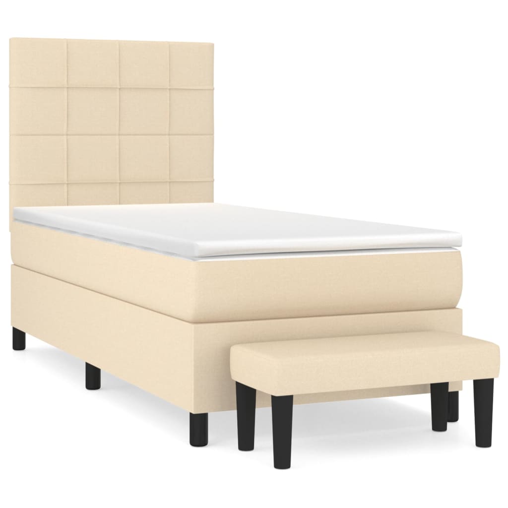 vidaXL Κρεβάτι Boxspring με Στρώμα Κρεμ 80 x 200 εκ. Υφασμάτινο