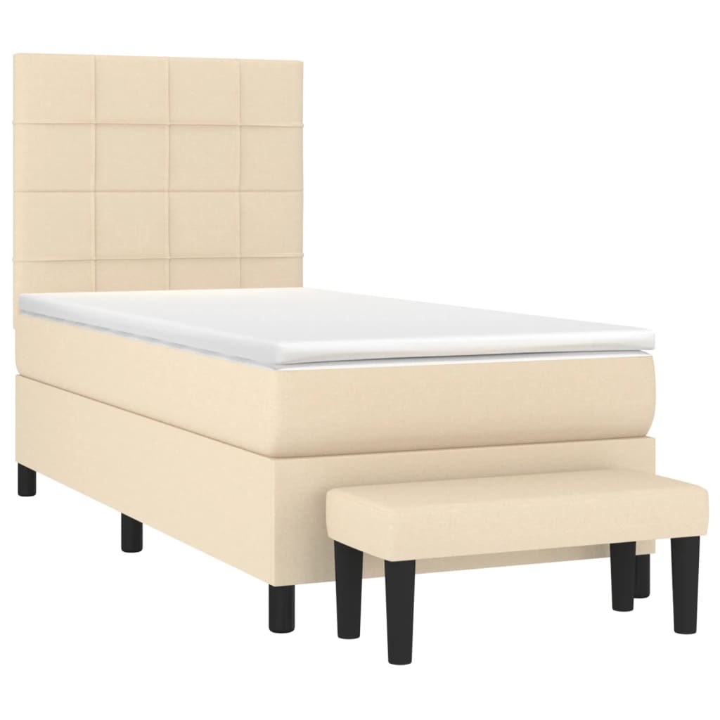 vidaXL Κρεβάτι Boxspring με Στρώμα Κρεμ 80 x 200 εκ. Υφασμάτινο