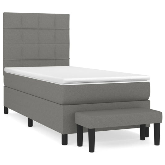 vidaXL Κρεβάτι Boxspring με Στρώμα Σκούρο Γκρι 100x200 εκ. Υφασμάτινο