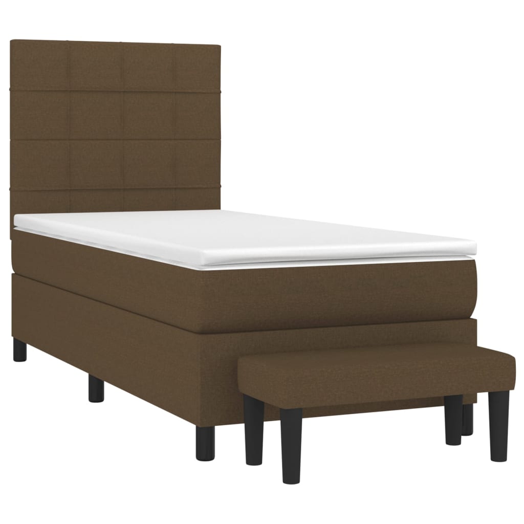 vidaXL Κρεβάτι Boxspring με Στρώμα Σκούρο Καφέ 100x200 εκ. Υφασμάτινο