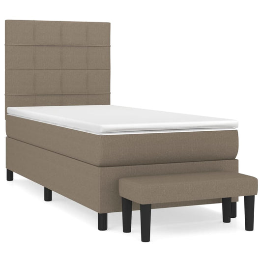 vidaXL Κρεβάτι Boxspring με Στρώμα Taupe 100 x 200 εκ. Υφασμάτινο
