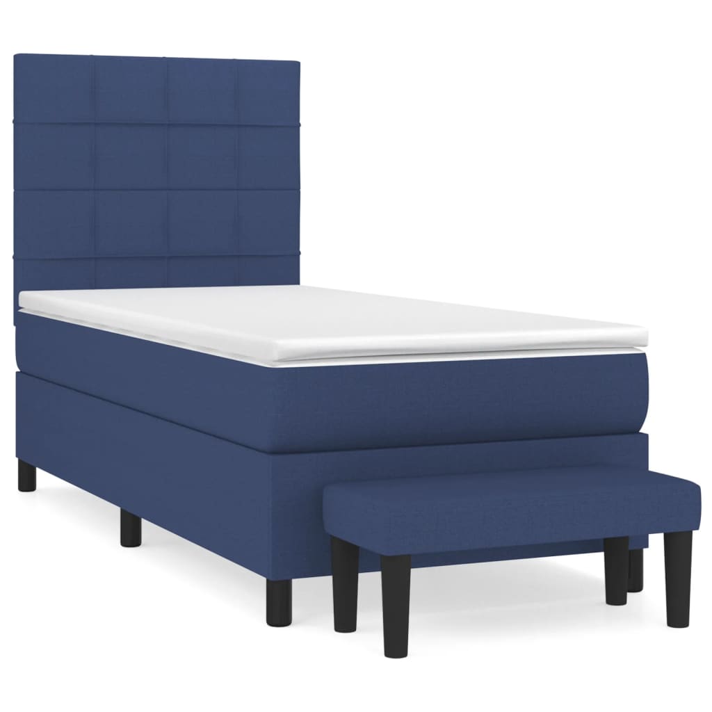 vidaXL Κρεβάτι Boxspring με Στρώμα Μπλε 100 x 200 εκ. Υφασμάτινο