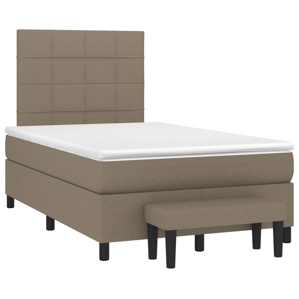 vidaXL Κρεβάτι Boxspring με Στρώμα Taupe 120x200 εκ. Υφασμάτινο