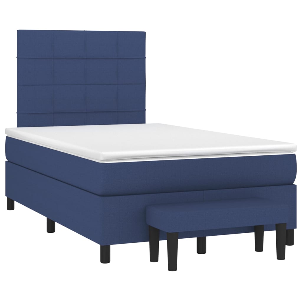 vidaXL Κρεβάτι Boxspring με Στρώμα Μπλε 120x200 εκ. Υφασμάτινο