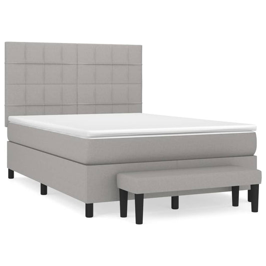 vidaXL Κρεβάτι Boxspring με Στρώμα Ανοιχτό Γκρι 140x190 εκ. Υφασμάτινο
