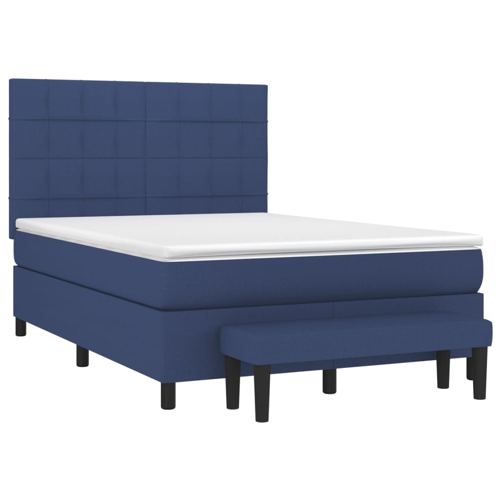 vidaXL Κρεβάτι Boxspring με Στρώμα Μπλε 140x200 εκ. Υφασμάτινο