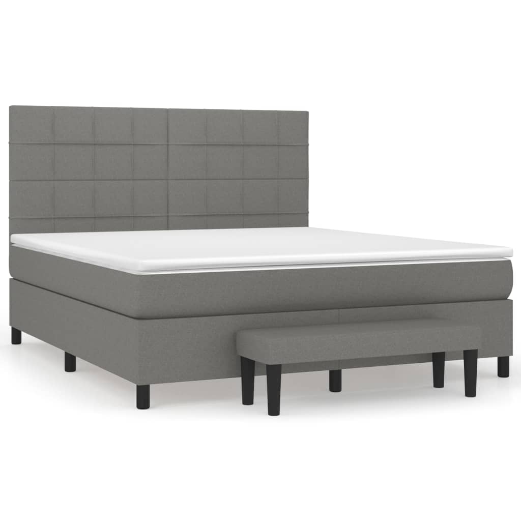 vidaXL Κρεβάτι Boxspring με Στρώμα Σκούρο Γκρι 160x200 εκ Υφασμάτινο