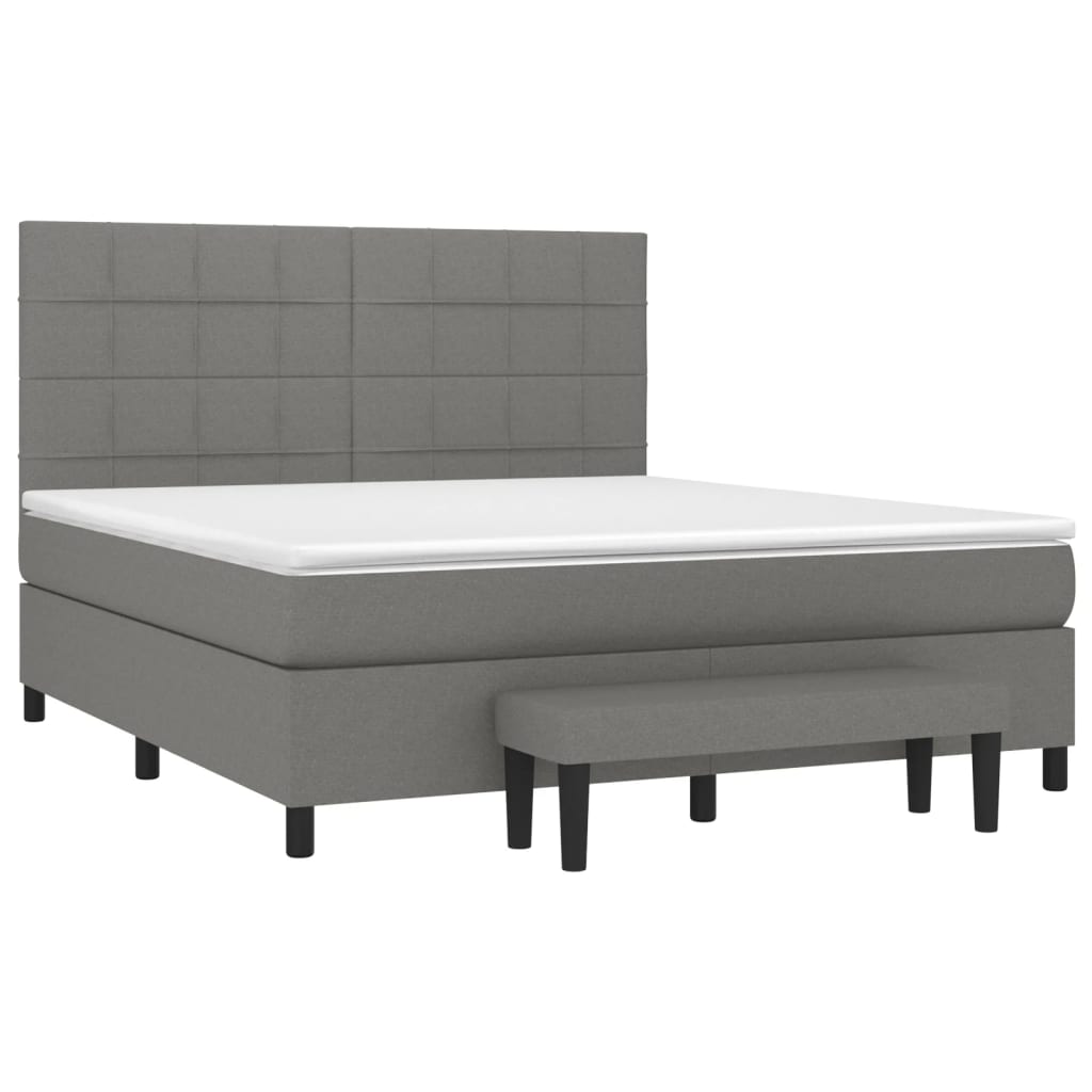 vidaXL Κρεβάτι Boxspring με Στρώμα Σκούρο Γκρι 160x200 εκ Υφασμάτινο