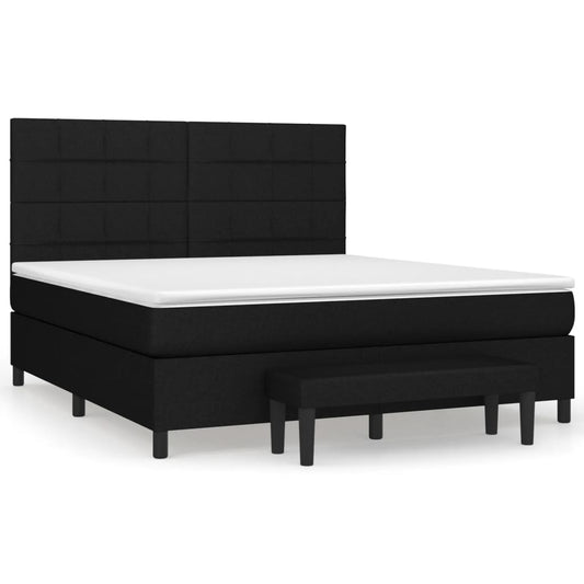 vidaXL Κρεβάτι Boxspring με Στρώμα Μαύρο 160x200 εκ. Υφασμάτινο