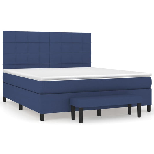 vidaXL Κρεβάτι Boxspring με Στρώμα Μπλε 160x200 εκ. Υφασμάτινο