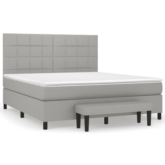 vidaXL Κρεβάτι Boxspring με Στρώμα Ανοιχτό Γκρι 180x200 εκ. Υφασμάτινο