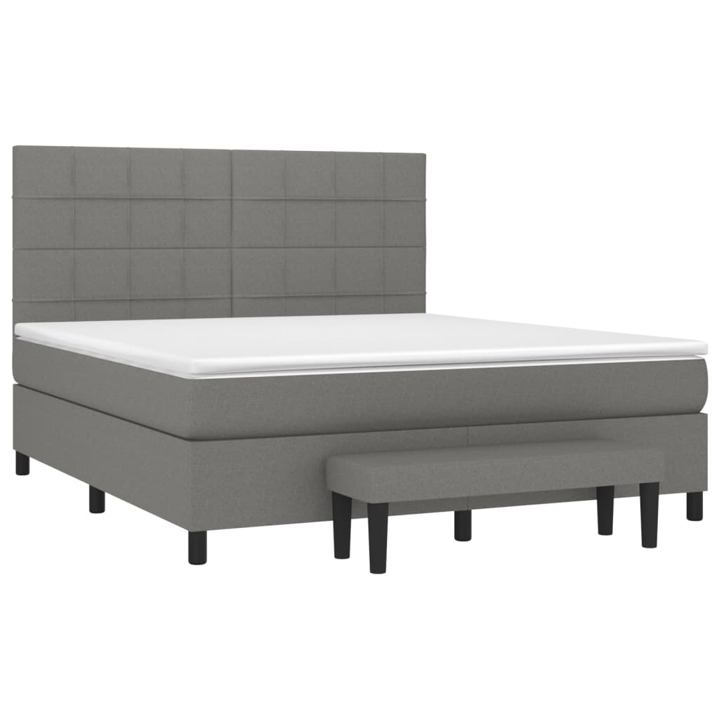 vidaXL Κρεβάτι Boxspring με Στρώμα Σκούρο Γκρι 180x200 εκ Υφασμάτιν