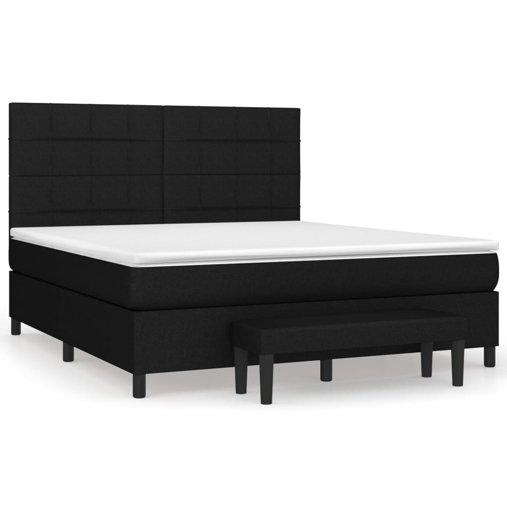 vidaXL Κρεβάτι Boxspring με Στρώμα Μαύρο 180x200 εκ. Υφασμάτινο