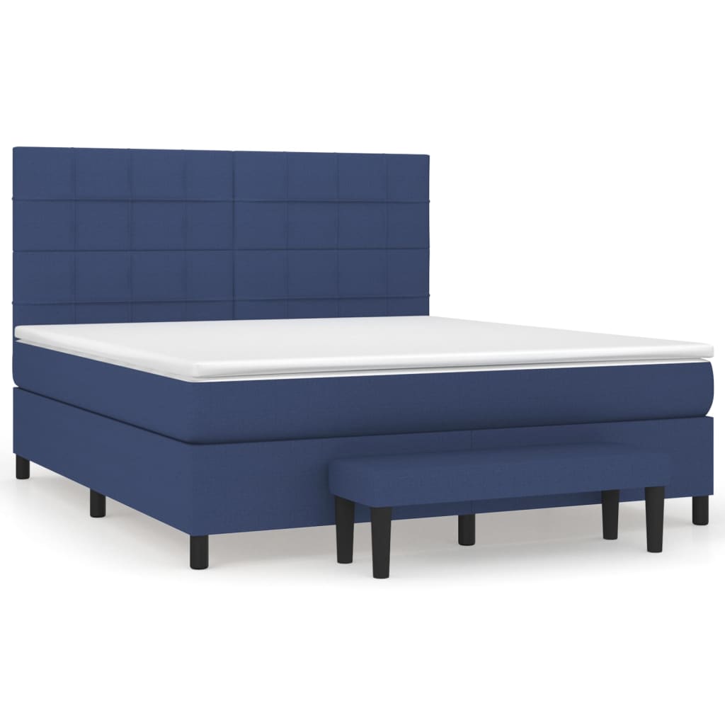 vidaXL Κρεβάτι Boxspring με Στρώμα Μπλε 180x200 εκ. Υφασμάτινο