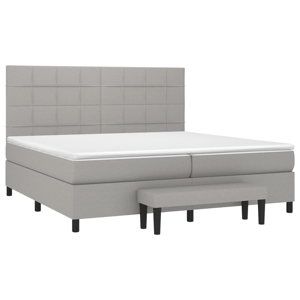 vidaXL Κρεβάτι Boxspring με Στρώμα Ανοιχτό Γκρι 200x200 εκ. Υφασμάτινο