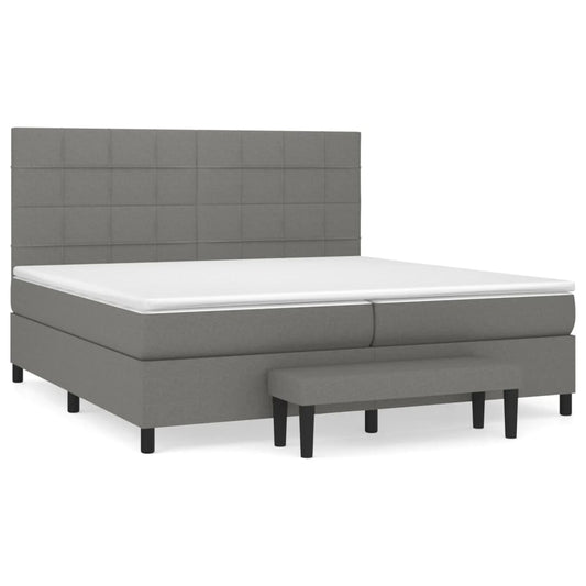 vidaXL Κρεβάτι Boxspring με Στρώμα Σκούρο Γκρι 200x200 εκ. Υφασμάτινο