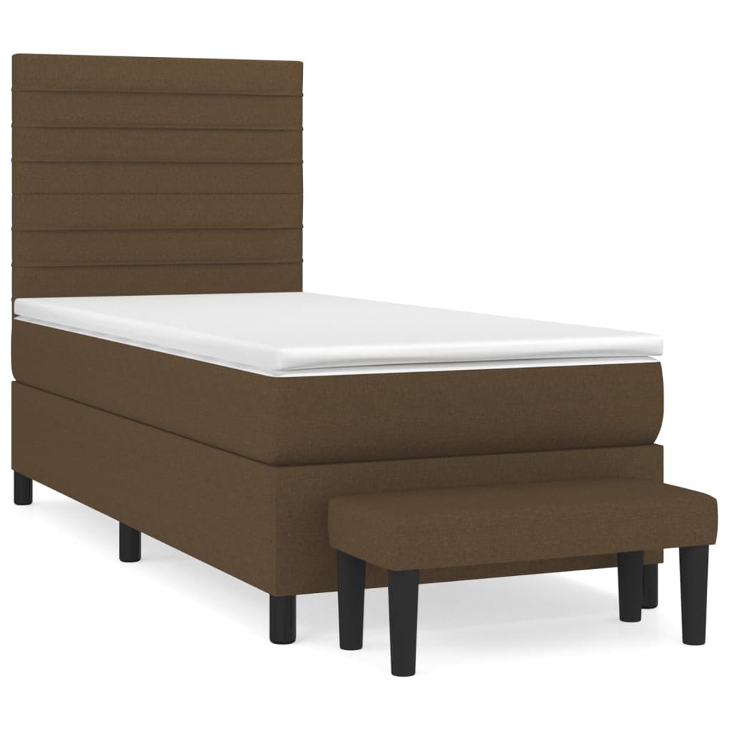 vidaXL Κρεβάτι Boxspring με Στρώμα Σκούρο Καφέ 80x200 εκ. Υφασμάτινο