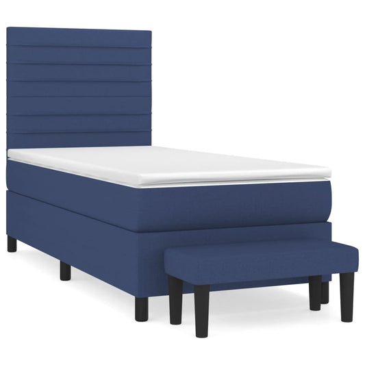 vidaXL Κρεβάτι Boxspring με Στρώμα Μπλε 80x200 εκ. Υφασμάτινο