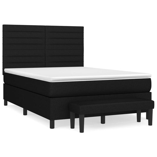 vidaXL Κρεβάτι Boxspring με Στρώμα Μαύρο 140x200 εκ. Υφασμάτινο