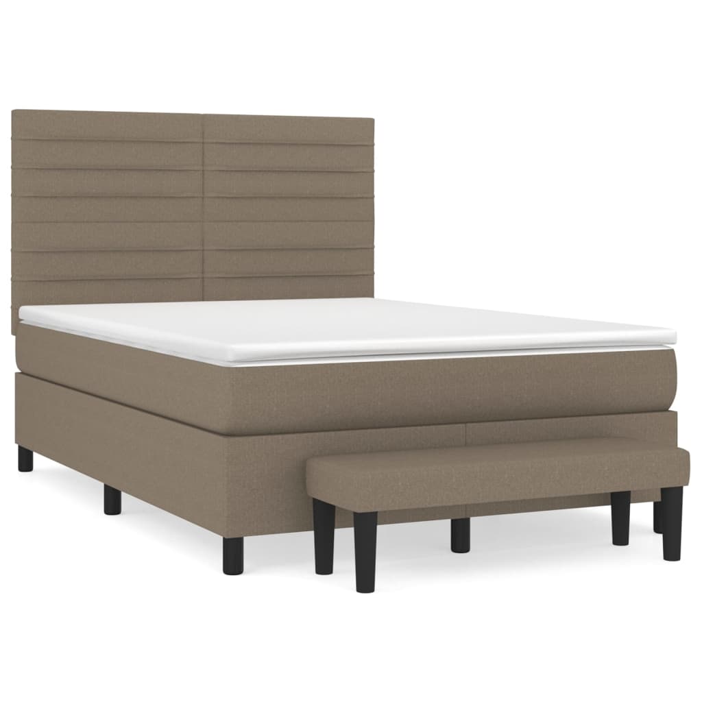vidaXL Κρεβάτι Boxspring με Στρώμα Taupe 140x200 εκ. Υφασμάτινο