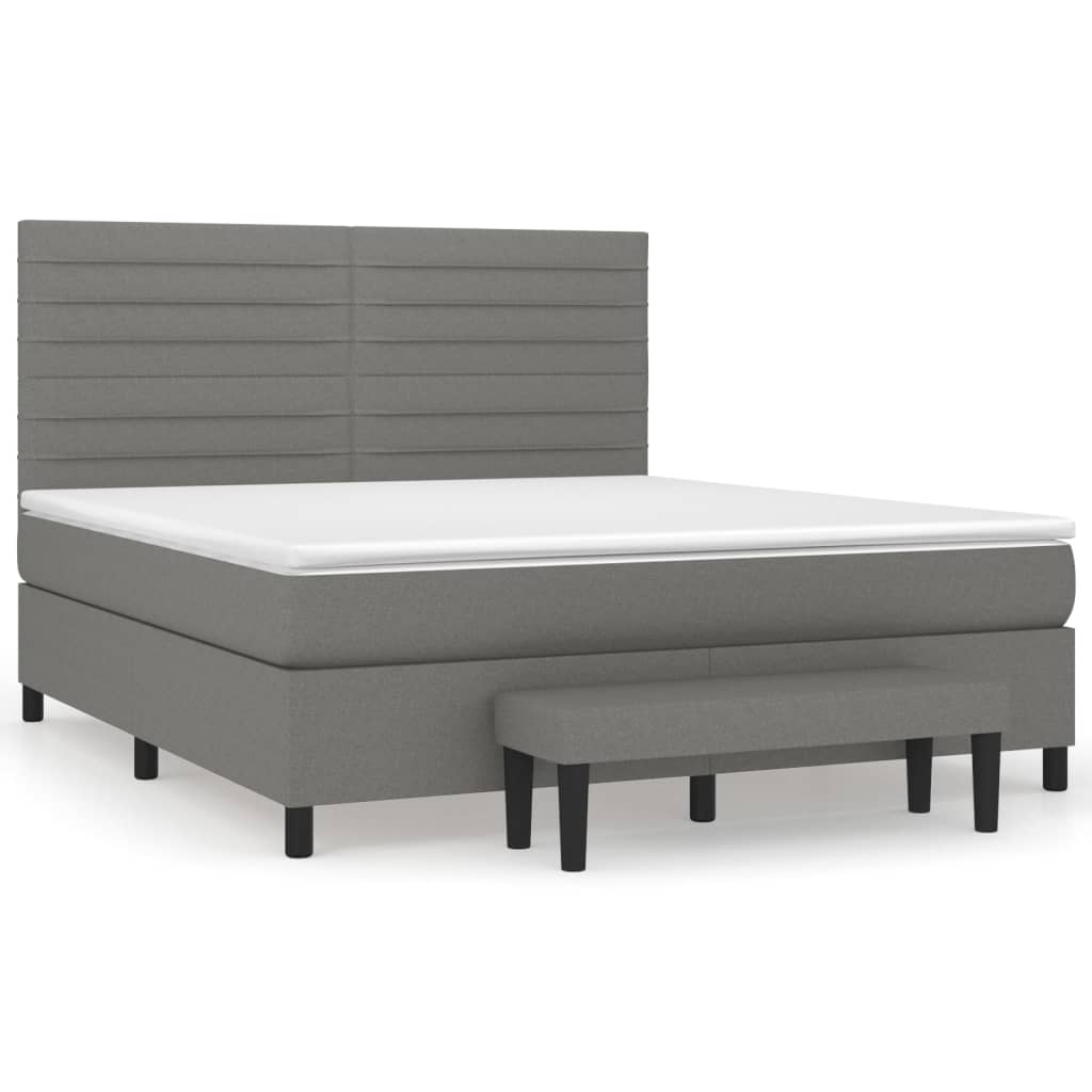 vidaXL Κρεβάτι Boxspring με Στρώμα Σκούρο Γκρι 160x200 εκ Υφασμάτινο