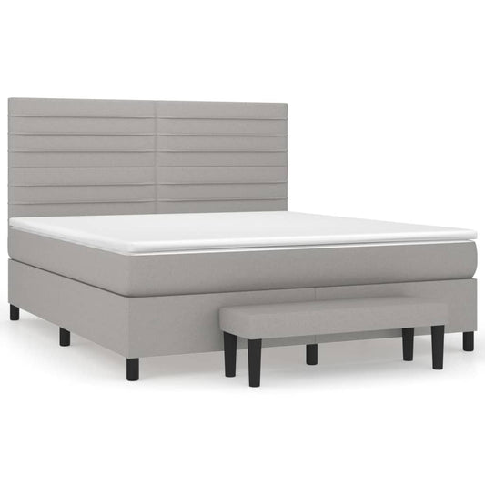 vidaXL Κρεβάτι Boxspring με Στρώμα Ανοιχτό Γκρι 180x200 εκ. Υφασμάτινο