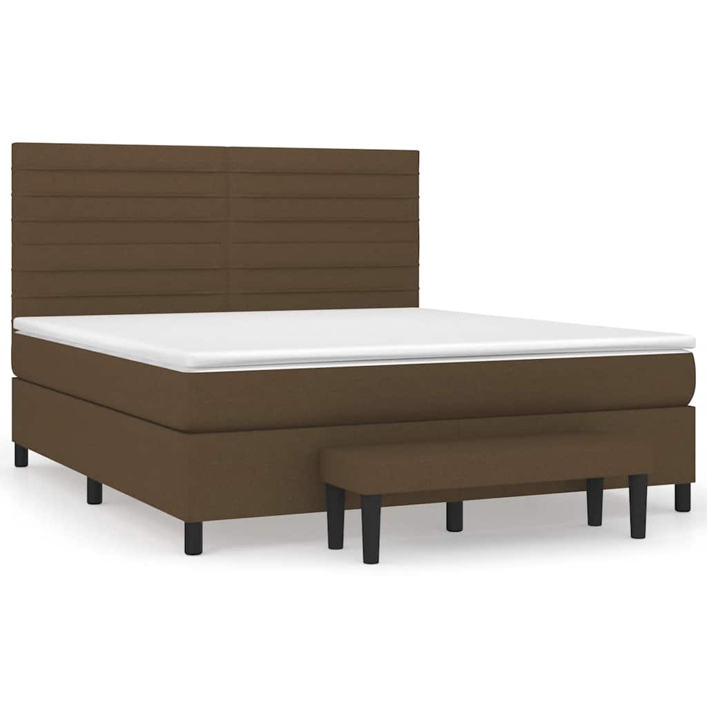 vidaXL Κρεβάτι Boxspring με Στρώμα Σκούρο Καφέ 180x200 εκ Υφασμάτινο