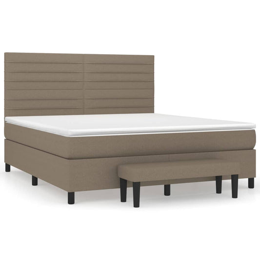 vidaXL Κρεβάτι Boxspring με Στρώμα Taupe 180x200 εκ. Υφασμάτινο