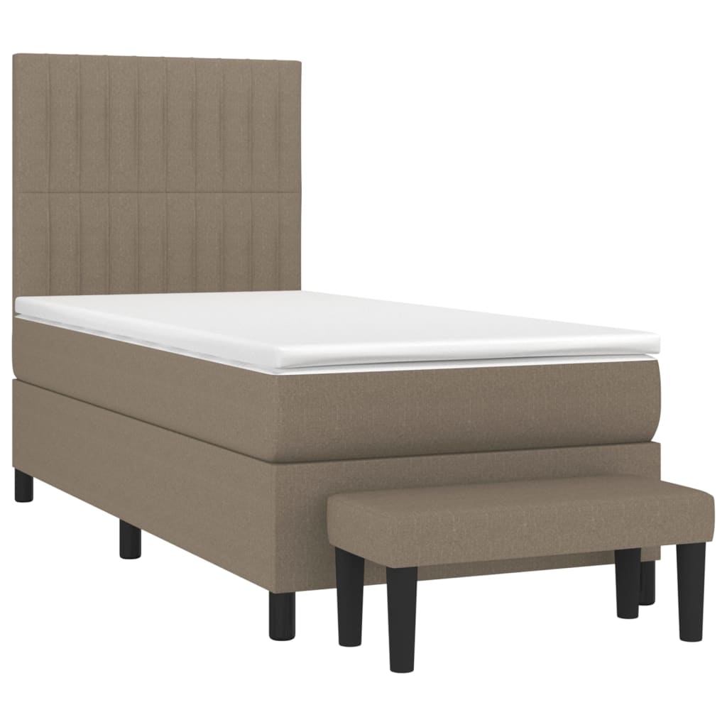 vidaXL Κρεβάτι Boxspring με Στρώμα Taupe 100 x 200 εκ. Υφασμάτινο